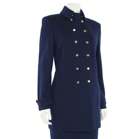 St. John Collection 2Pc Long Navy Double-Breasted Jacket & Skirt Suit sz 6/4 - Picture 5 of 13